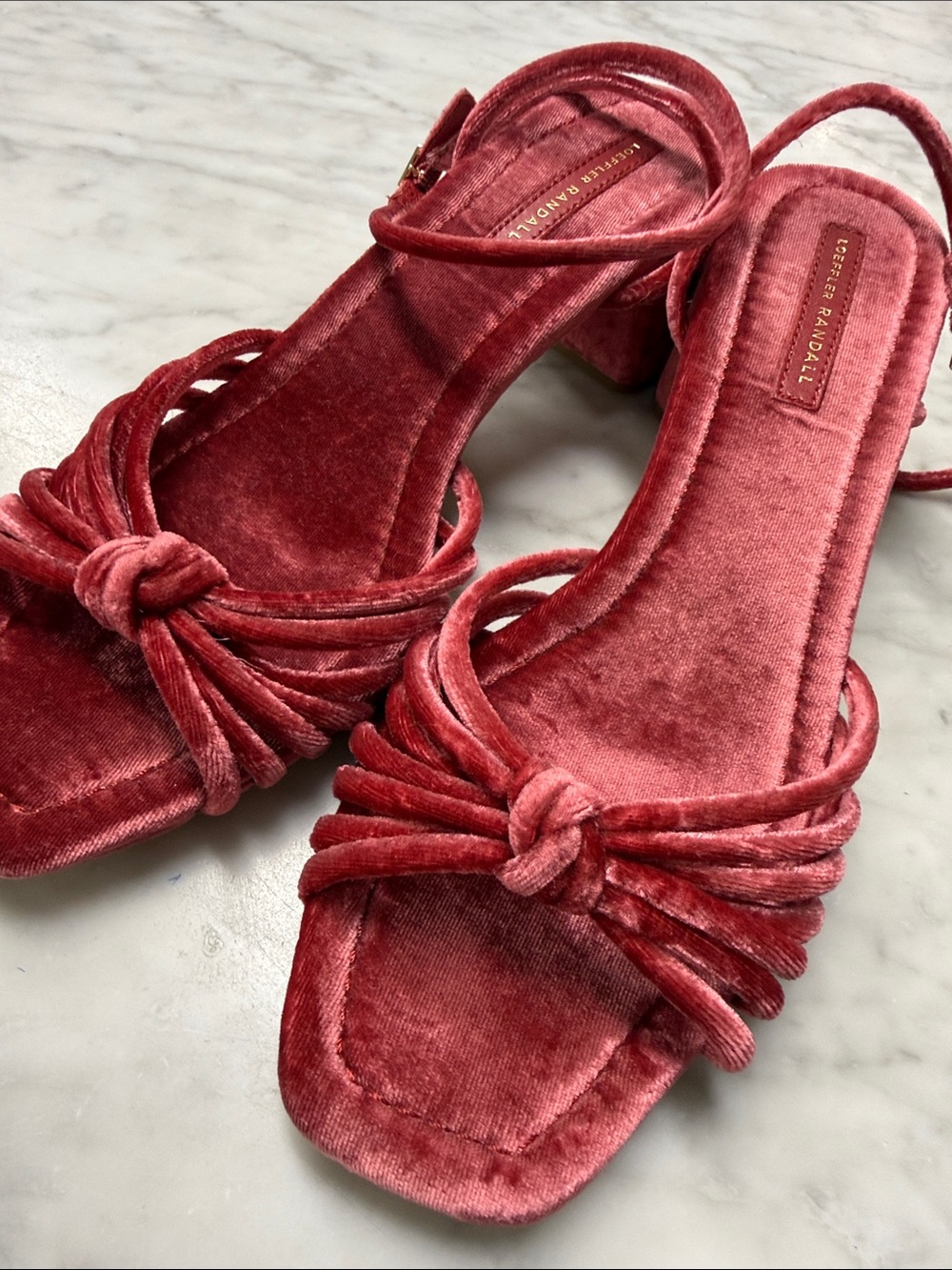 Loeffler Randall Olivia Ankle Strap Sandal in Velvet Tea Rose Size 9 - Picture 3 of 11